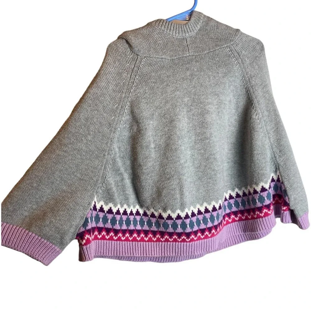 Gymboree Prima Ballerina Gray Purple Pullover Hooded Poncho Sweater Size 3T